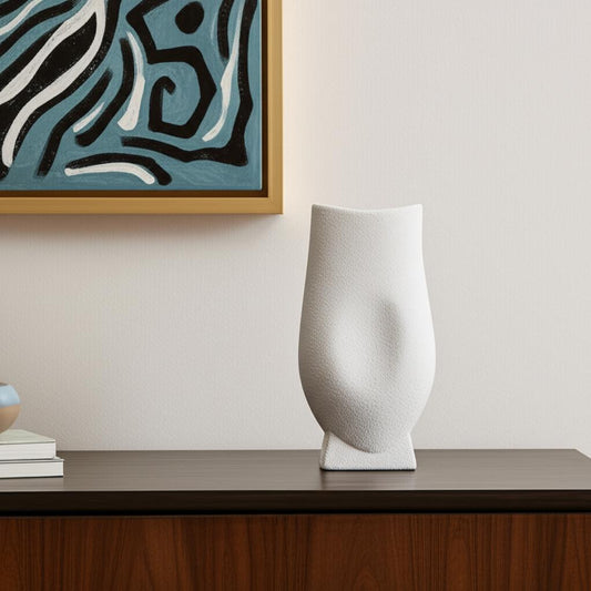 11" White Ceramic Table Vase - Loft&Timber