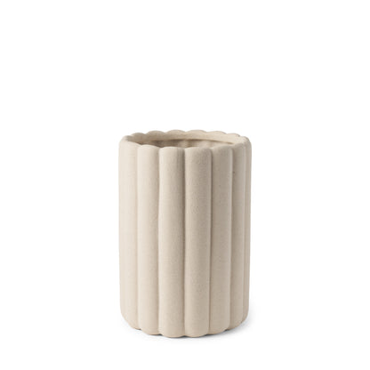 11" Beige Cylinder Ceramic Table Vase - Loft&Timber