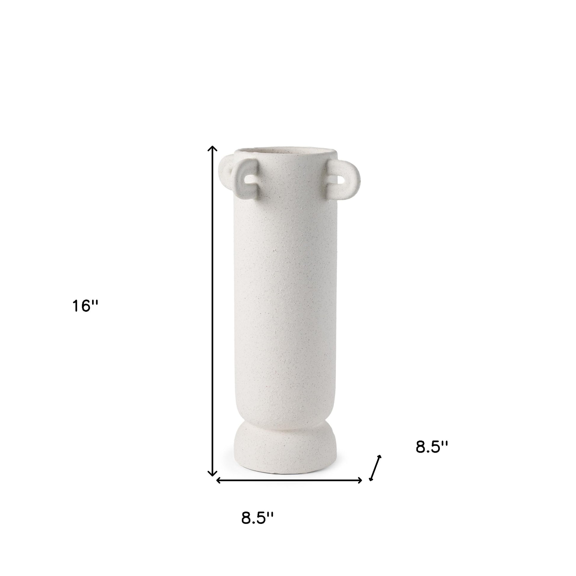 16" White Cylinder Ceramic Table Vase - Loft&Timber