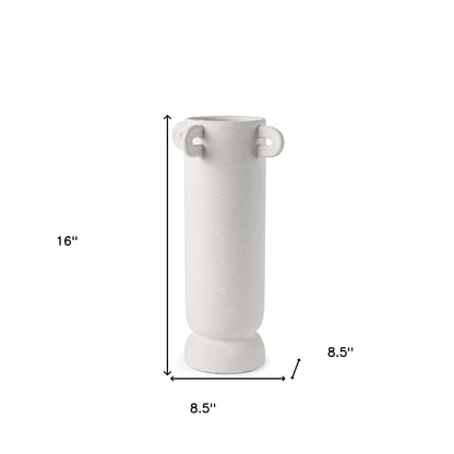 16" White Cylinder Ceramic Table Vase - Loft&Timber