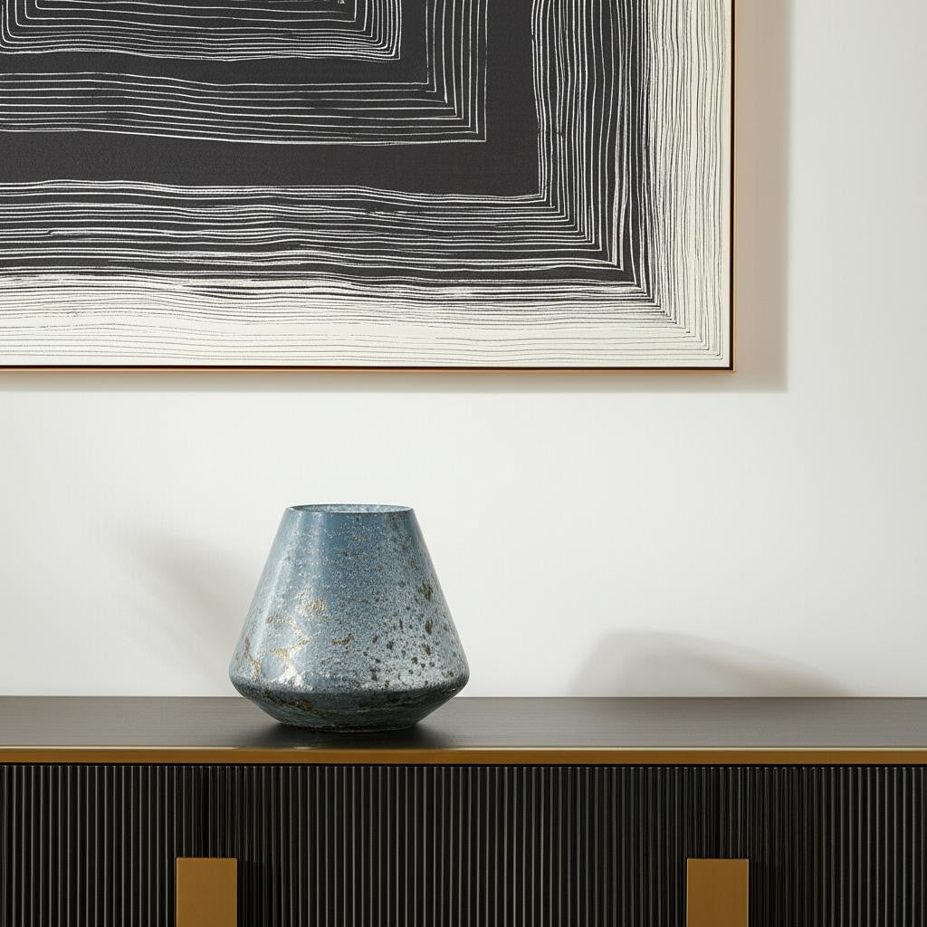 7" Blue Round Glass Table Vase - Loft&Timber