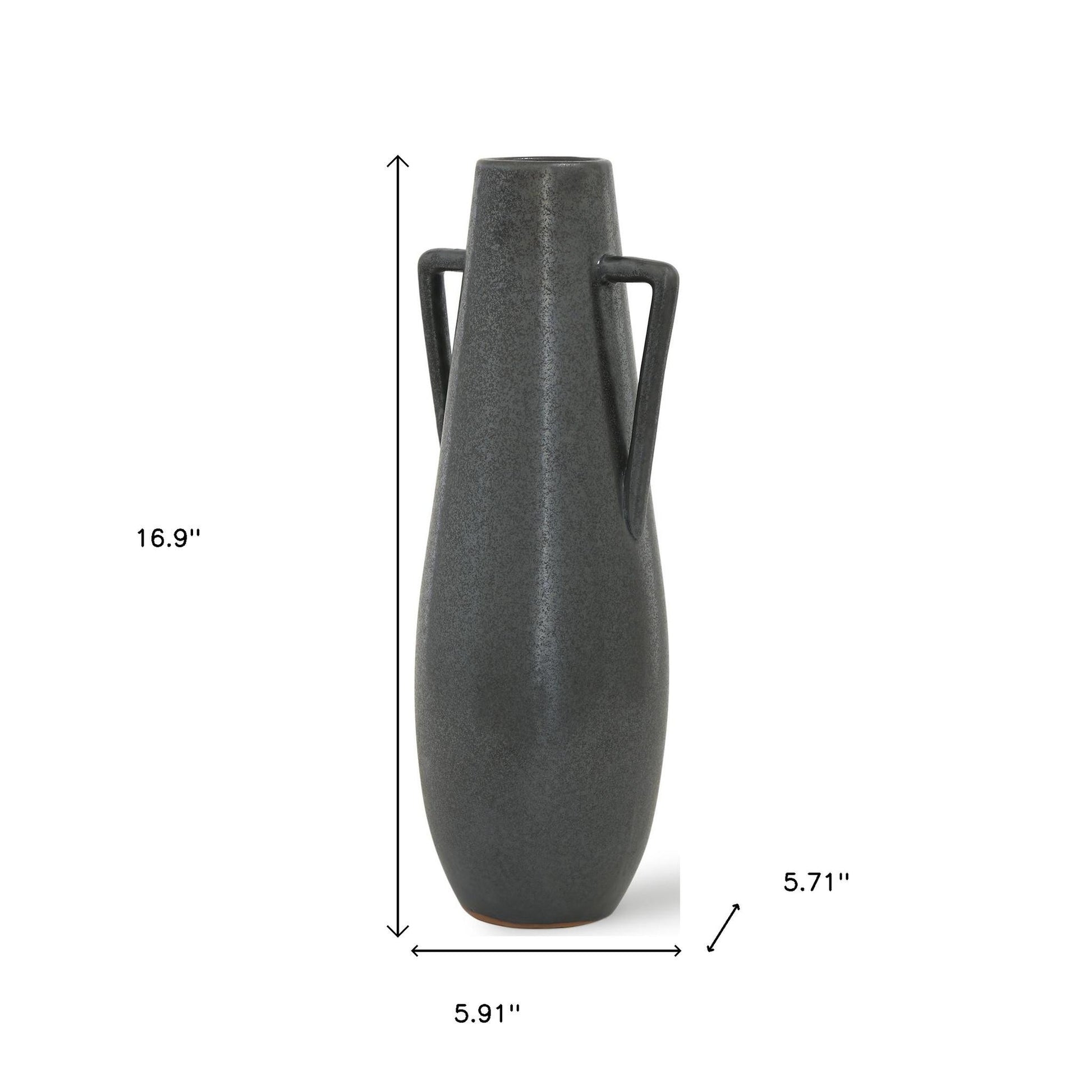 17" Gray Amphora Ceramic Table Vase - Loft&Timber
