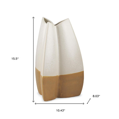 16" Cream Ceramic Table Vase - Loft&Timber