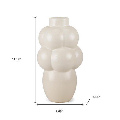 14" Cream Ceramic Table Vase - Loft&Timber