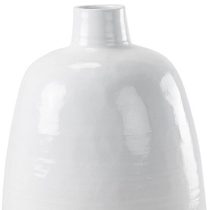 32" White Round Ceramic Floor Vase - Loft&Timber