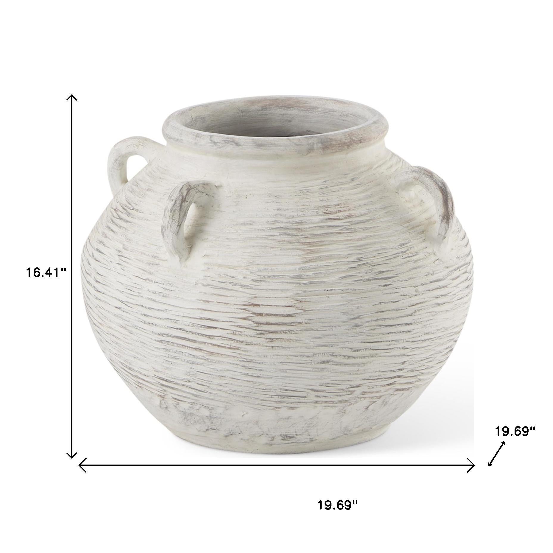 16" Cream Amphora Ceramic Floor Vase - Loft&Timber
