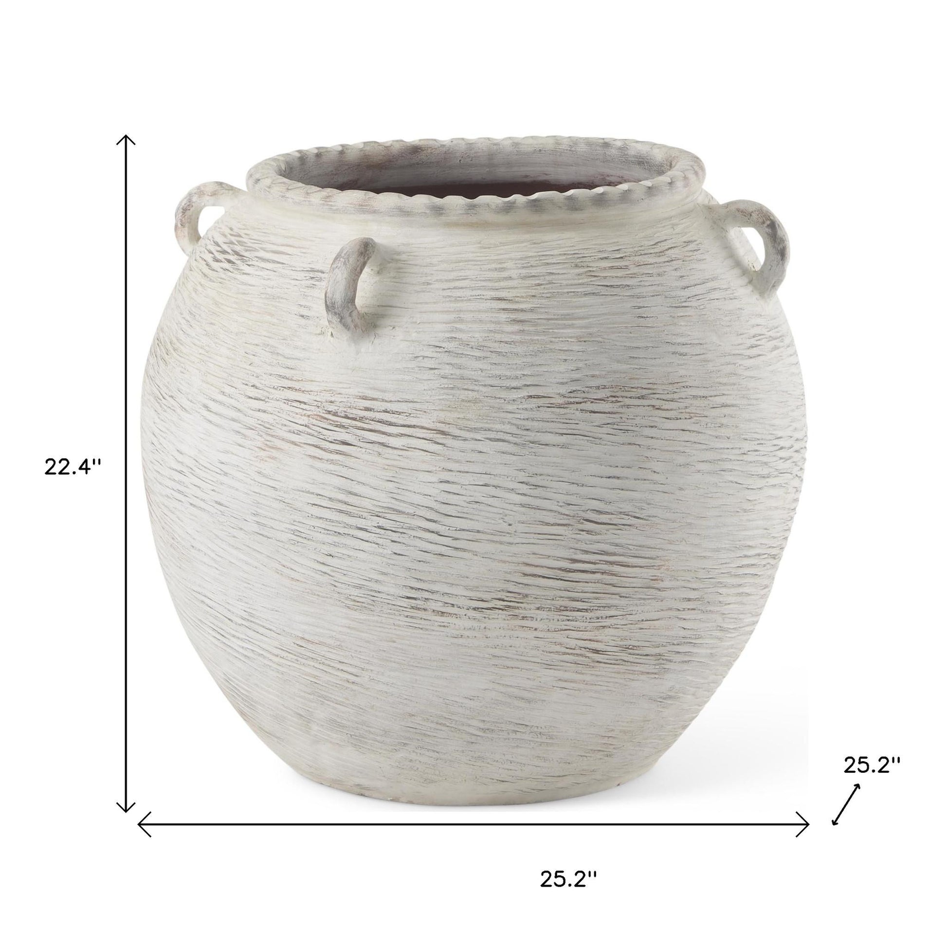 22" Cream Amphora Ceramic Floor Vase - Loft&Timber