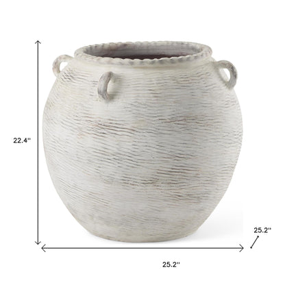 22" Cream Amphora Ceramic Floor Vase - Loft&Timber