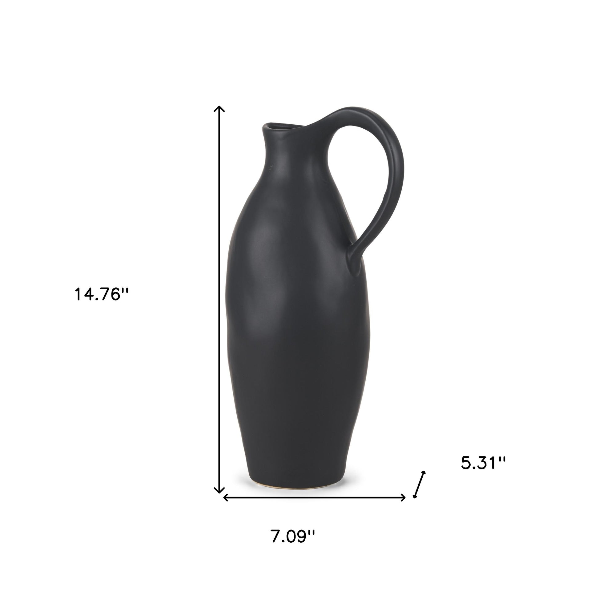 15" Black Bud Ceramic Jug Vase - Loft&Timber