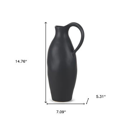 15" Black Bud Ceramic Jug Vase - Loft&Timber