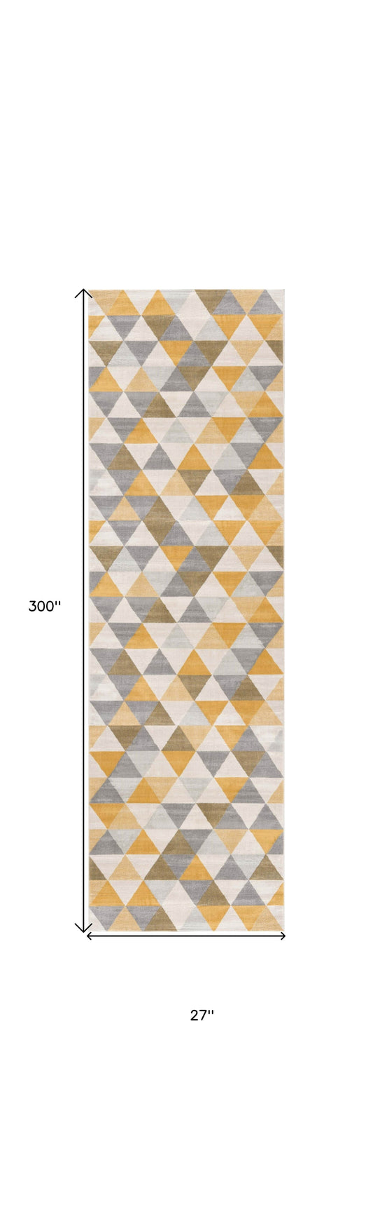 25' Runner Yellow Beige And Gray Geometric Runner Rug - Loft&Timber