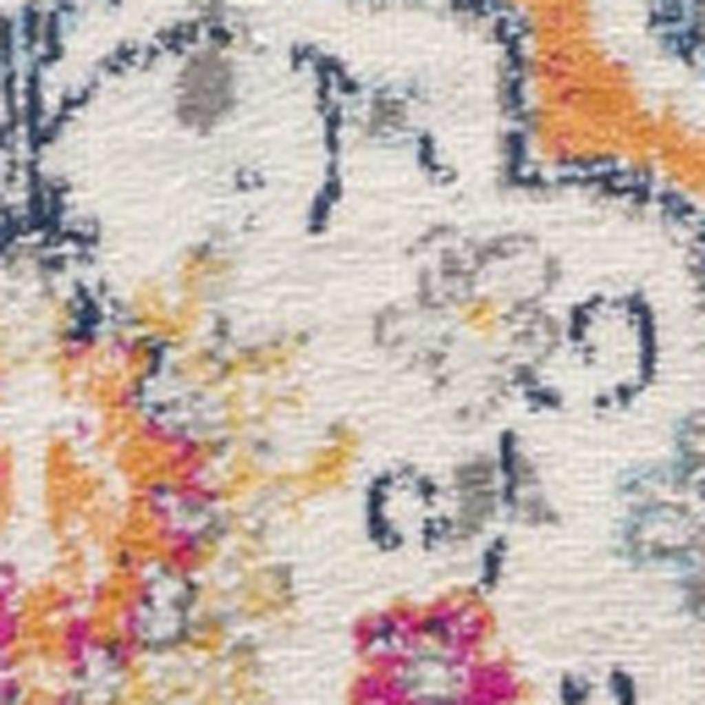 19' Runner Rust Gray And Sky Blue Floral Runner Rug - Loft&Timber