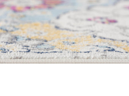 17' Runner Rust Gray And Sky Blue Floral Runner Rug - Loft&Timber