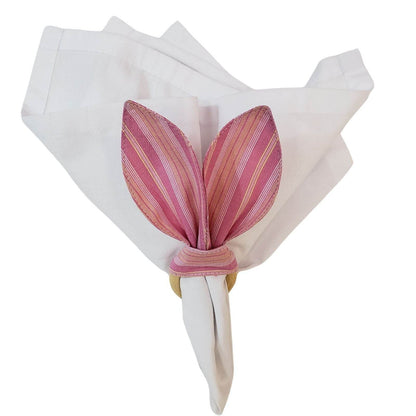 Maison Charlo | Easter Set of 4 Pink Stripe Bunny Ears Napkin Rings | Dining Table Decor - Loft&Timber