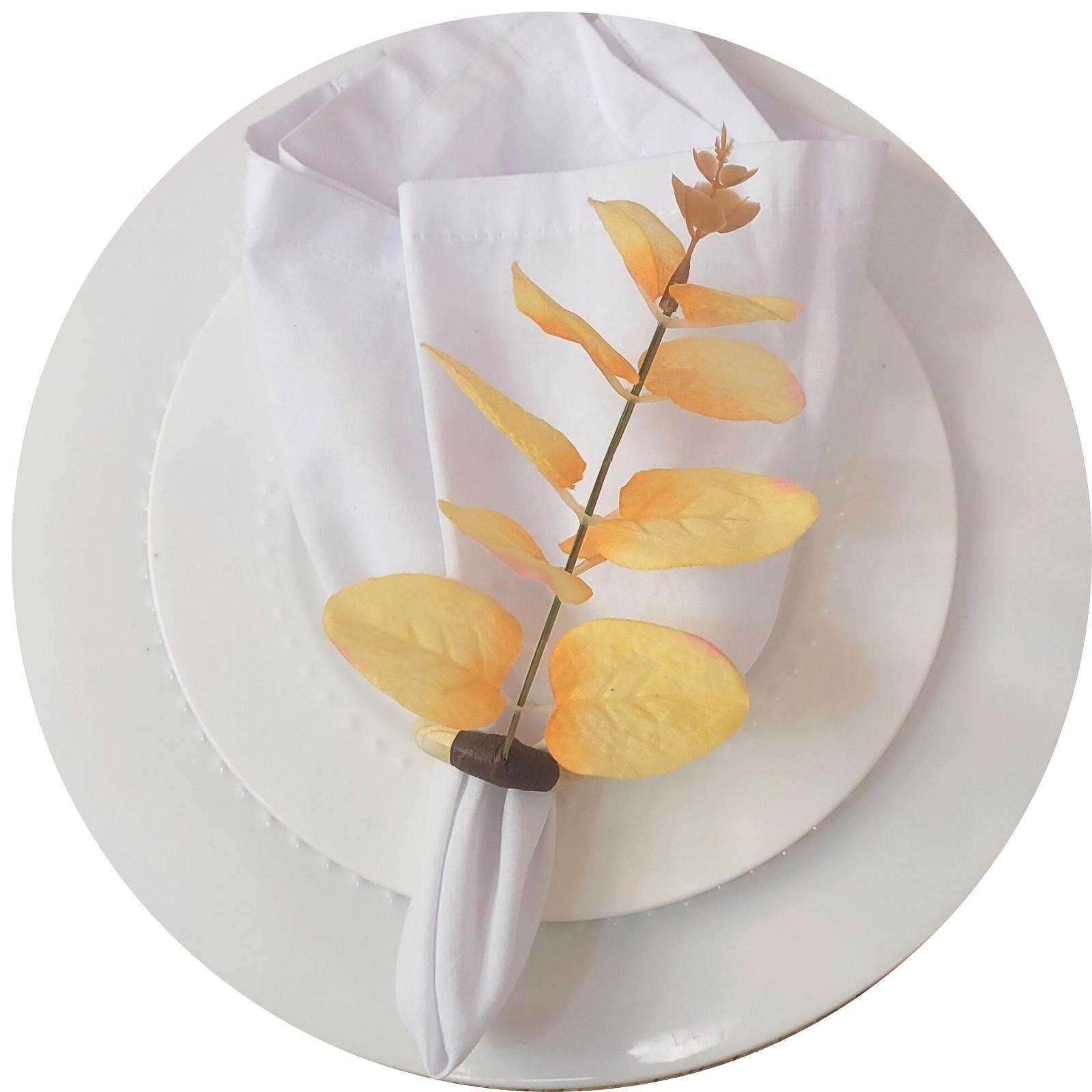 Set of 4 Yellow Leaf Eucalyptus Napkin Rings, Rustic Napkin Ring, Minimalist Tabledecor, Oriental Tabledeco - Loft&Timber