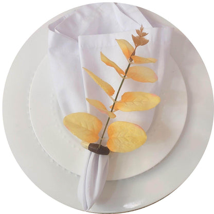 Set of 4 Yellow Leaf Eucalyptus Napkin Rings, Rustic Napkin Ring, Minimalist Tabledecor, Oriental Tabledeco - Loft&Timber