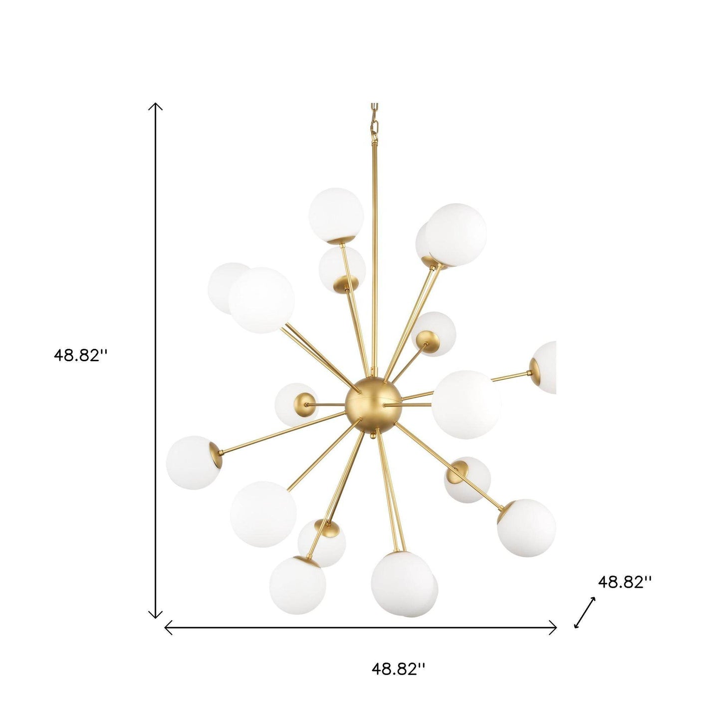 Gold Sputnik Multi Light Frosted Metal and Glass Dimmable Chandelier With White Shades - Loft&Timber