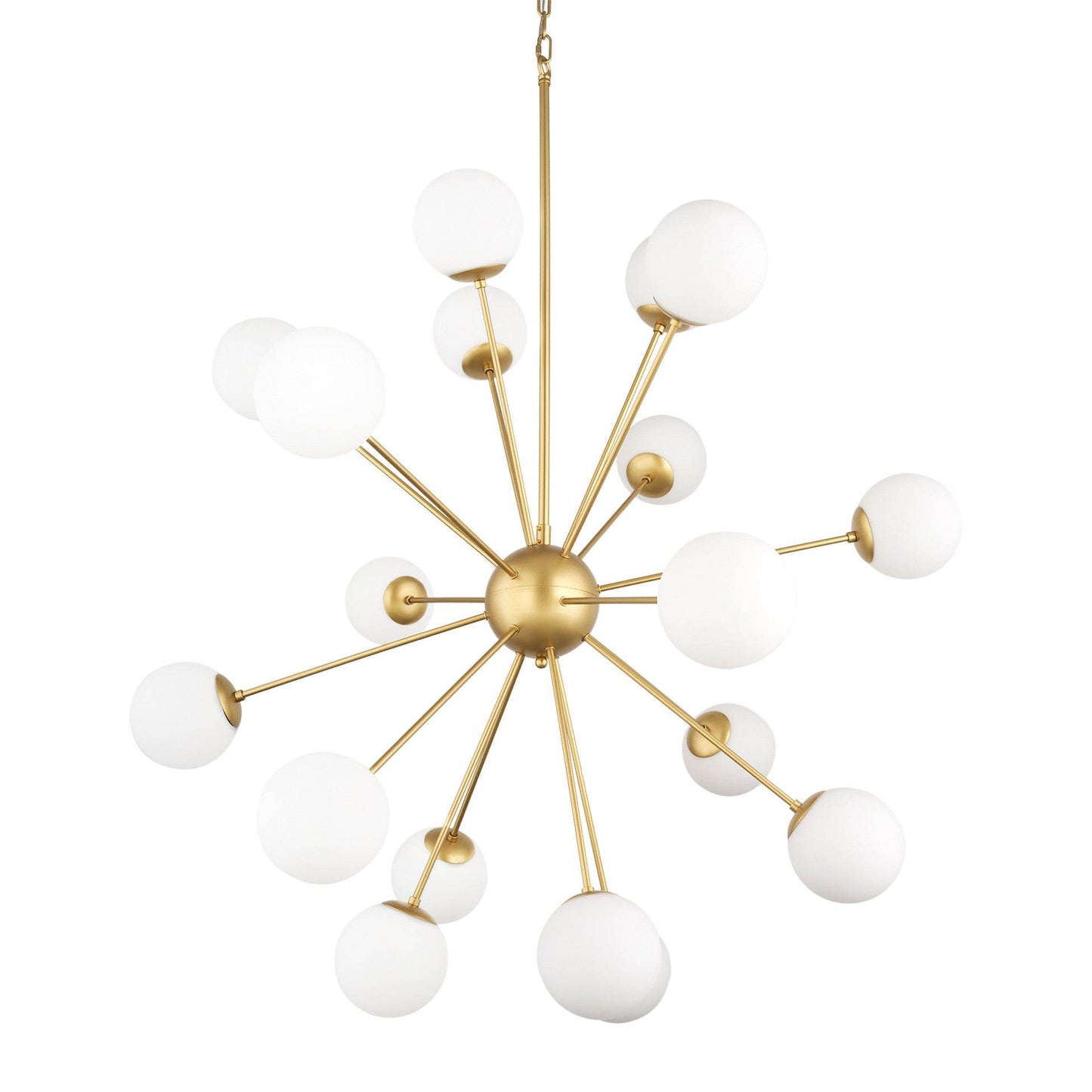 Gold Sputnik Multi Light Frosted Metal and Glass Dimmable Chandelier With White Shades - Loft&Timber