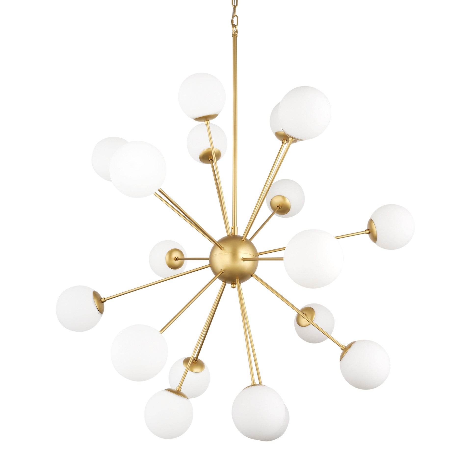 Gold Sputnik Multi Light Frosted Metal and Glass Dimmable Chandelier With White Shades - Loft&Timber