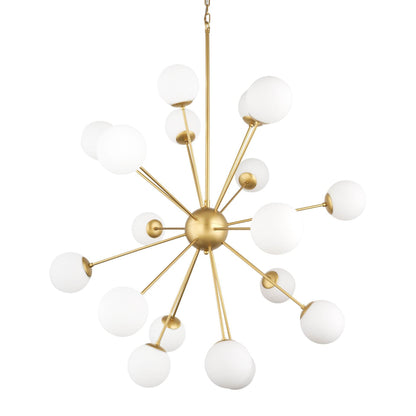 Gold Sputnik Multi Light Frosted Metal and Glass Dimmable Chandelier With White Shades - Loft&Timber