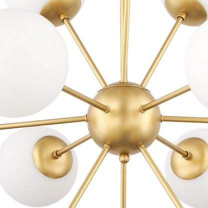 Gold Sputnik Eleven Light Frosted Metal and Glass Dimmable Chandelier With White Shades - Loft&Timber