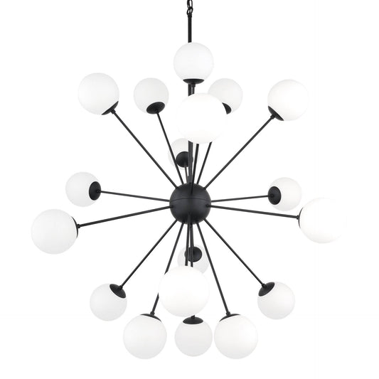 Black Eleven Light Frosted Metal and Glass Dimmable Chandelier With White Shades - Loft&Timber
