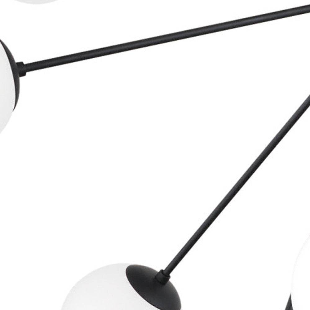 Black Eleven Light Frosted Metal and Glass Dimmable Chandelier With White Shades - Loft&Timber