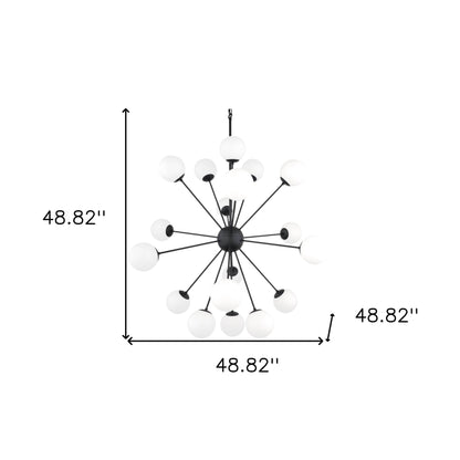 Black Eleven Light Frosted Metal and Glass Dimmable Chandelier With White Shades - Loft&Timber