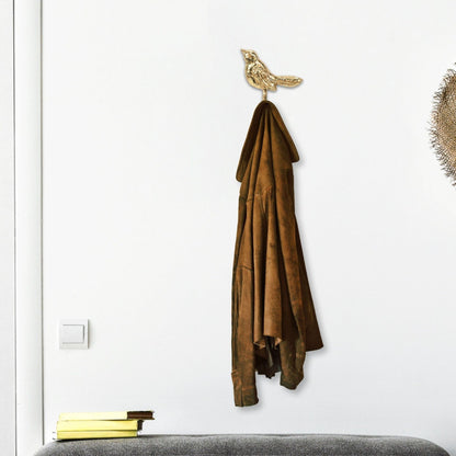 5" Gold Cast Iron Bird Wall Hook-5