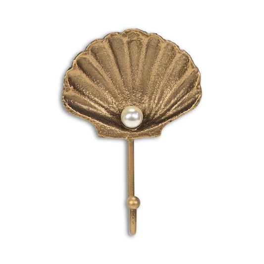 4" Gold Cast Iron Seashell Wall Hook-1
