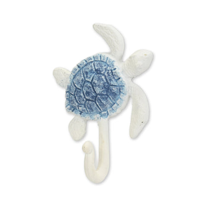 4" Blue And White Cast Iron Turtle Wall Hook-3