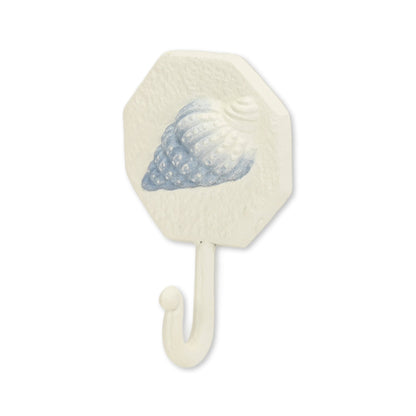 4" Blue And Cream Cast Iron Conch Shell Wall Hook-3