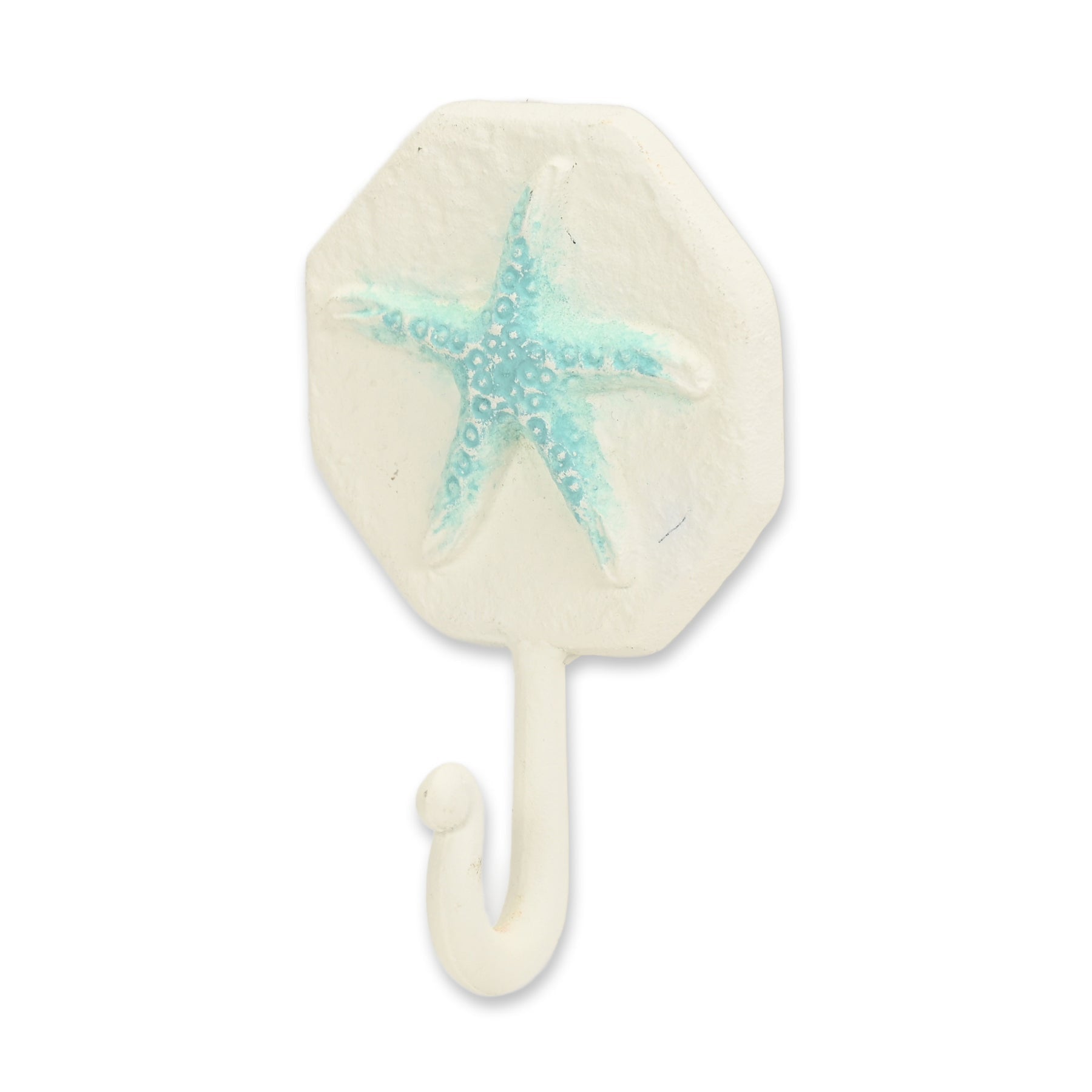 4" Aqua And Cream Cast Iron Starfish Wall Hook-3