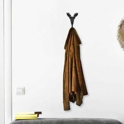 3" Black Cast Iron Deer Stag Wall Hook-6