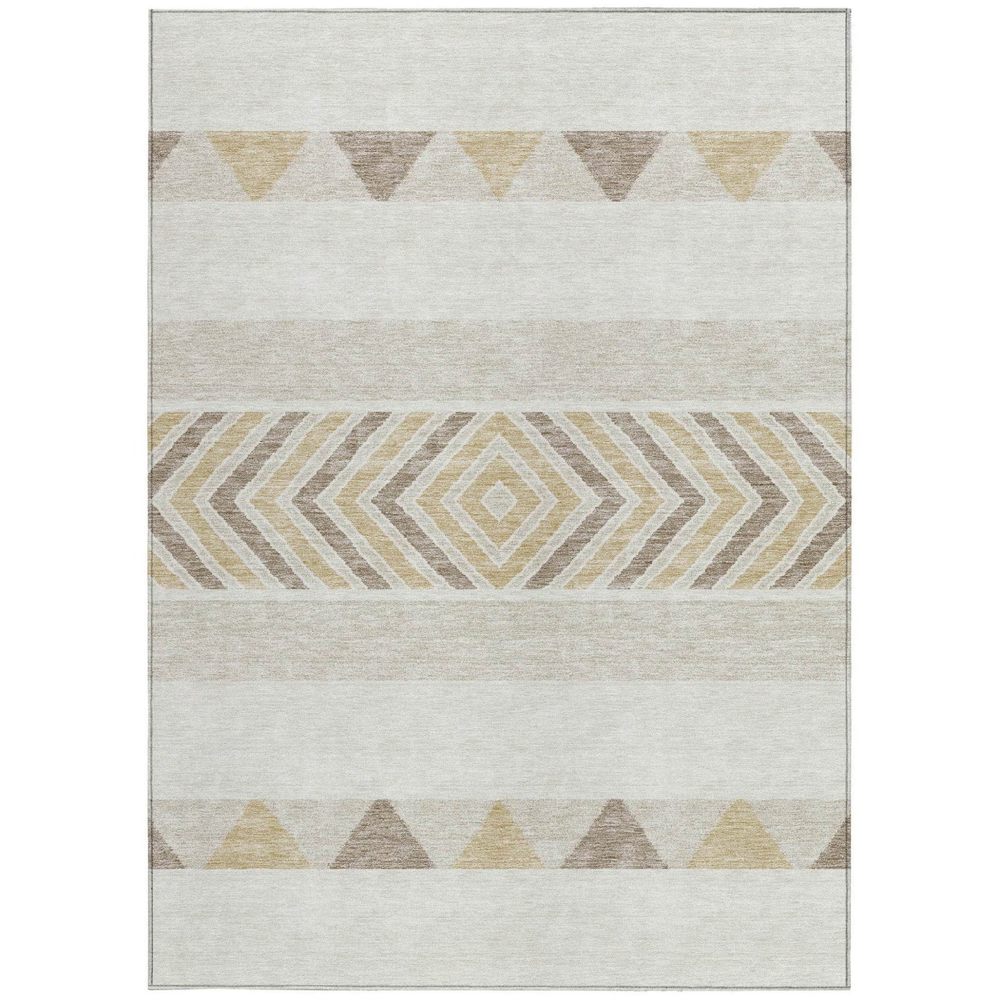 8' X 10' Ivory Beige And Taupe Southwestern Washable Indoor Outdoor Area Rug - Loft&Timber