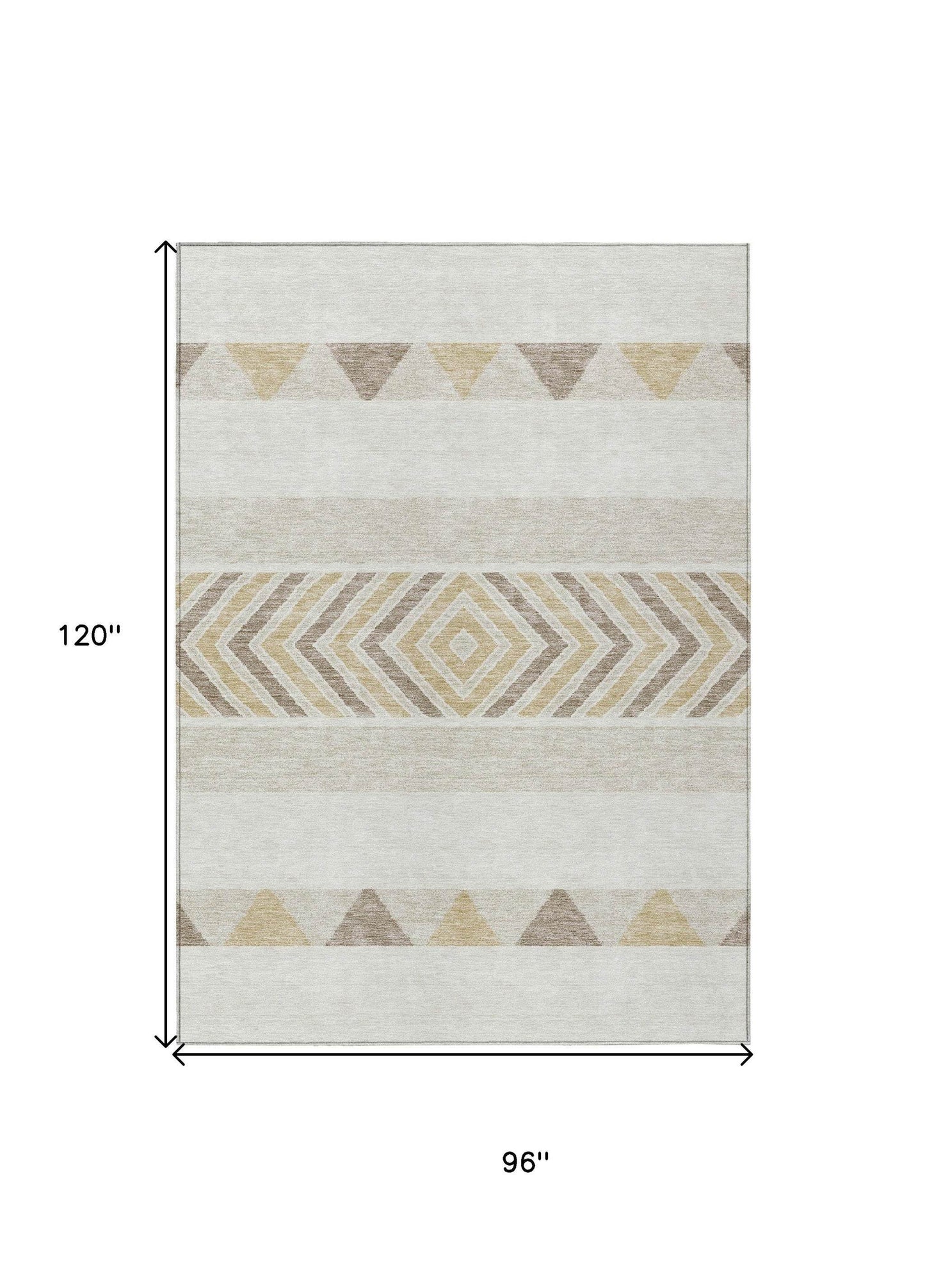 8' X 10' Ivory Beige And Taupe Southwestern Washable Indoor Outdoor Area Rug - Loft&Timber