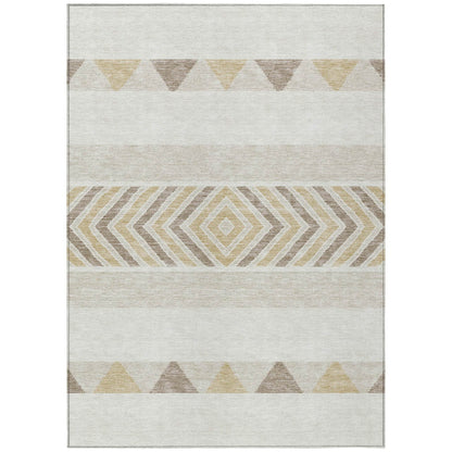 8' X 10' Ivory Beige And Taupe Southwestern Washable Indoor Outdoor Area Rug - Loft&Timber
