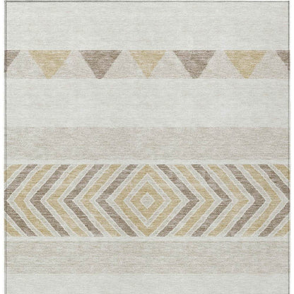 8' X 10' Ivory Beige And Taupe Southwestern Washable Indoor Outdoor Area Rug - Loft&Timber