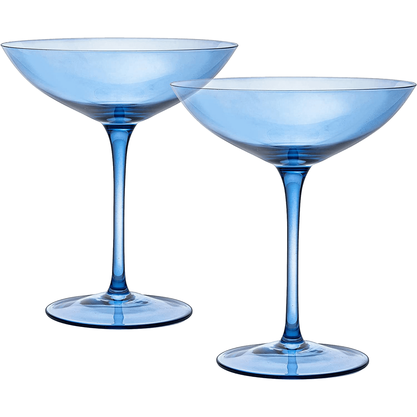 Champagne Coupes 12oz by The Wine Savant - Colorful Champagne Glasses, Prosecco, Mimosa Glasses Set, Cocktail Glass Set, Bar Glassware Luster Glasses (2, Cobalt Blue) - Loft&Timber