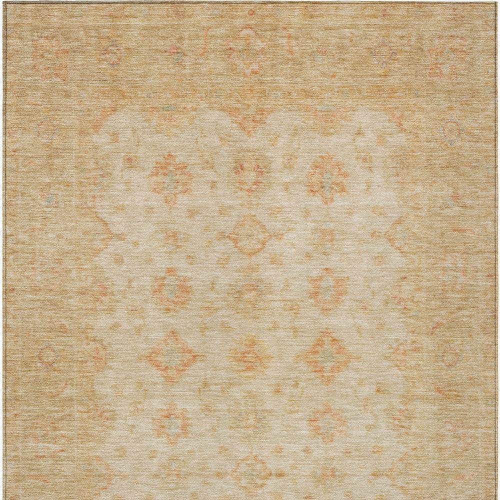 8' X 10' Beige And Rust Floral Medallion Washable Indoor Outdoor Area Rug - Loft&Timber