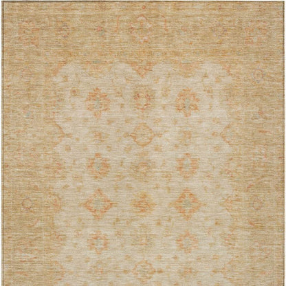 8' X 10' Beige And Rust Floral Medallion Washable Indoor Outdoor Area Rug - Loft&Timber
