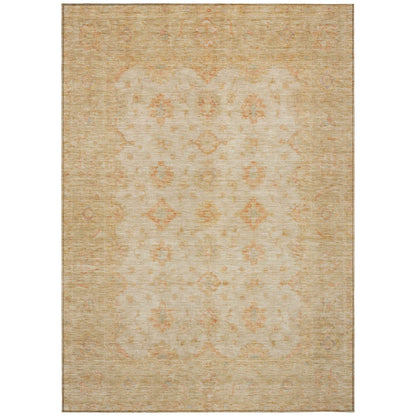 8' X 10' Beige And Rust Floral Medallion Washable Indoor Outdoor Area Rug - Loft&Timber