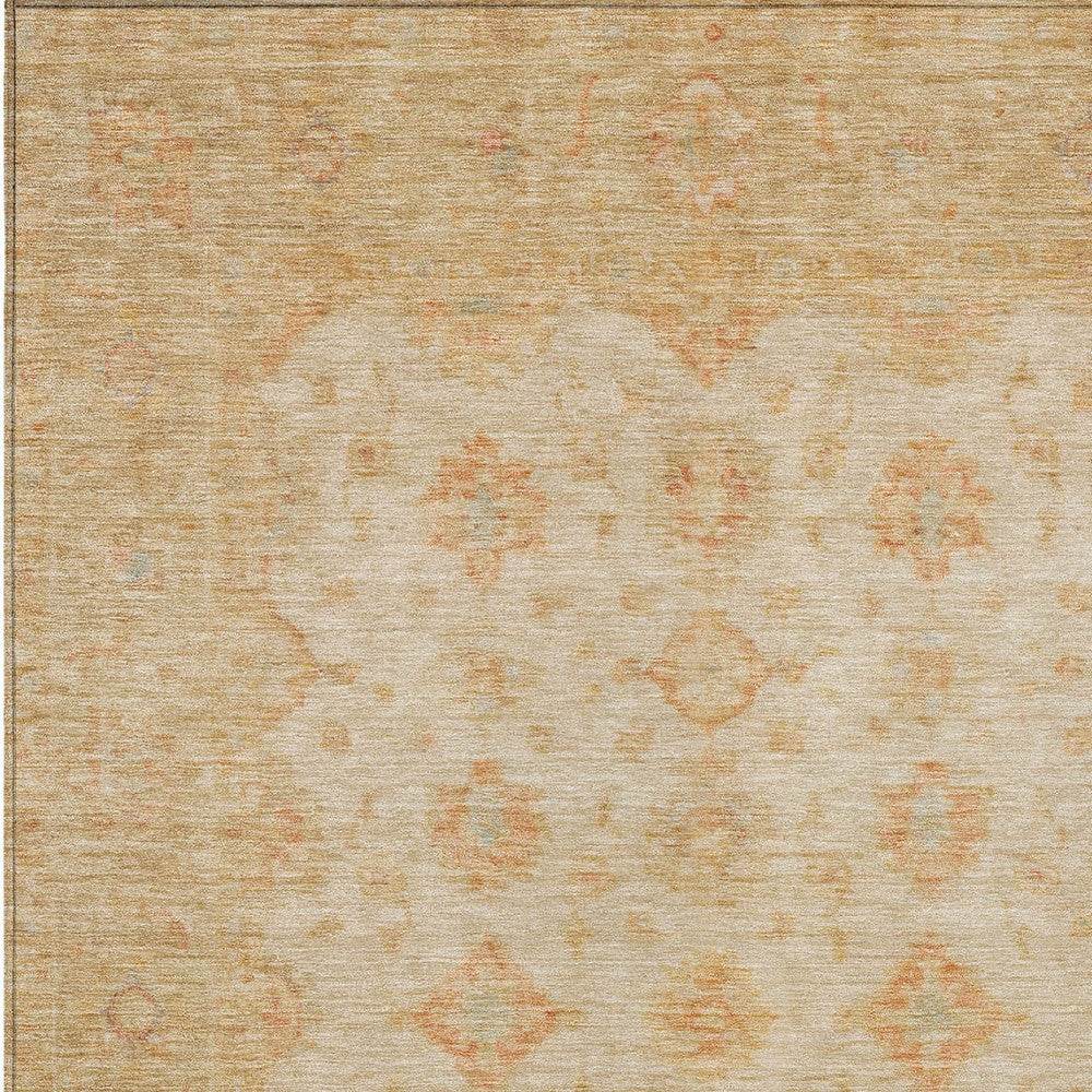 8' X 10' Beige And Rust Floral Medallion Washable Indoor Outdoor Area Rug - Loft&Timber