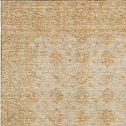8' X 10' Beige And Rust Floral Medallion Washable Indoor Outdoor Area Rug - Loft&Timber
