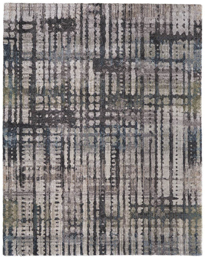 10' X 13' Gray Black And Ivory Abstract Distressed Area Rug - Loft&Timber