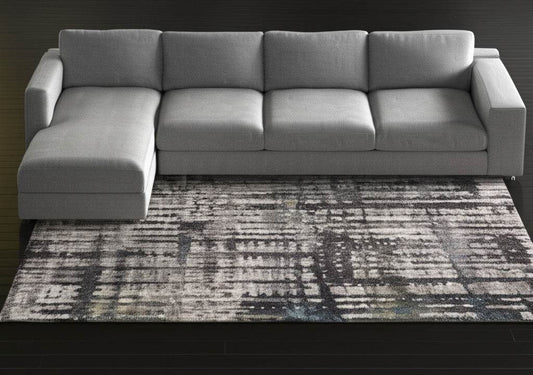 10' X 13' Gray Black And Ivory Abstract Distressed Area Rug - Loft&Timber