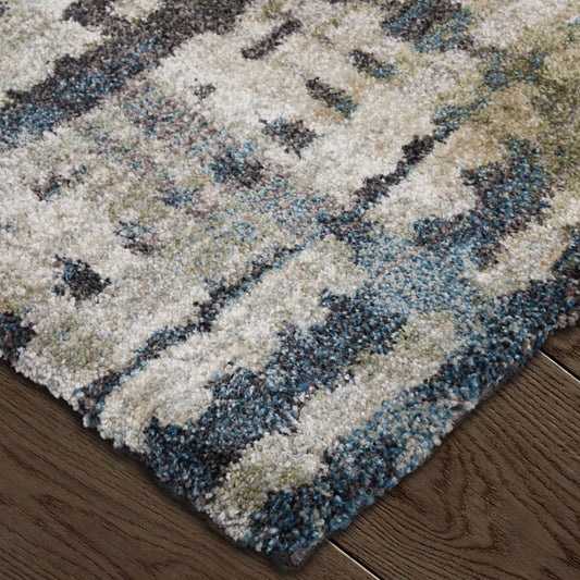 10' X 13' Gray Black And Ivory Abstract Distressed Area Rug - Loft&Timber