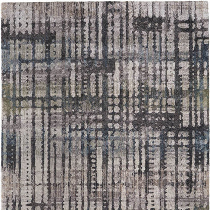 10' X 13' Gray Black And Ivory Abstract Distressed Area Rug - Loft&Timber