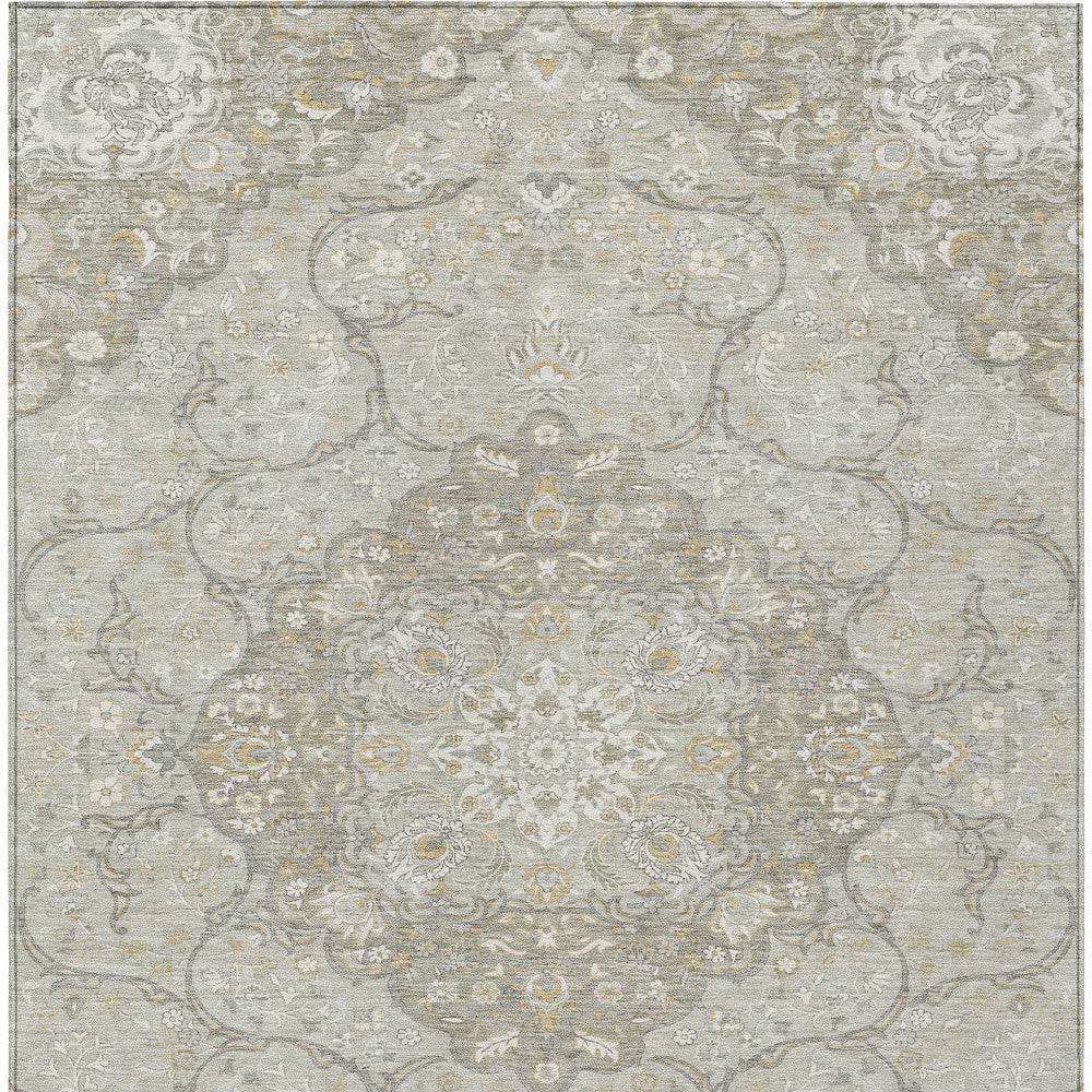 9' X 12' Taupe And Ivory Medallion Washable Indoor Outdoor Area Rug - Loft&Timber