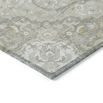 9' X 12' Taupe And Ivory Medallion Washable Indoor Outdoor Area Rug - Loft&Timber
